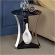 Home Square 2-Piece Furniture End Table Set in Black Glass and Rose Gold