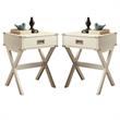 Home Square 2-Piece Furniture 1-Drawer Wood End Table Set in White