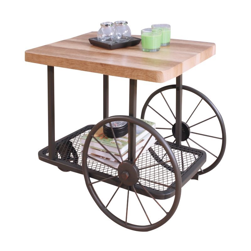 Home Square 2-Piece Furniture End Table Set in Oak and Antique Gray