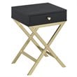 Home Square 2-Piece Furniture End Table Set in Black and Brass