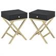 Home Square 2-Piece Furniture End Table Set in Black and Brass