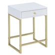 Home Square 2-Piece Furniture End Table Set in White and Brass