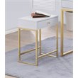 Home Square 2-Piece Furniture End Table Set in White and Brass