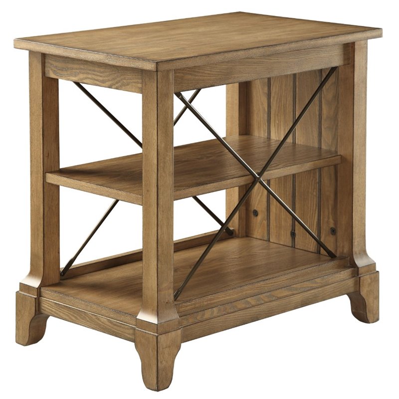 Home Square 2-Piece Furniture Wood Veneer End Table Set in Oak
