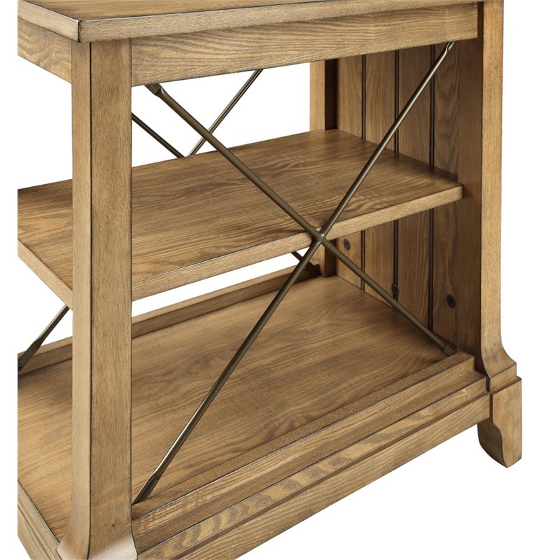 Home Square 2-Piece Furniture Wood Veneer End Table Set in Oak