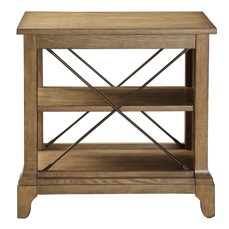 Home Square 2-Piece Furniture Wood Veneer End Table Set in Oak
