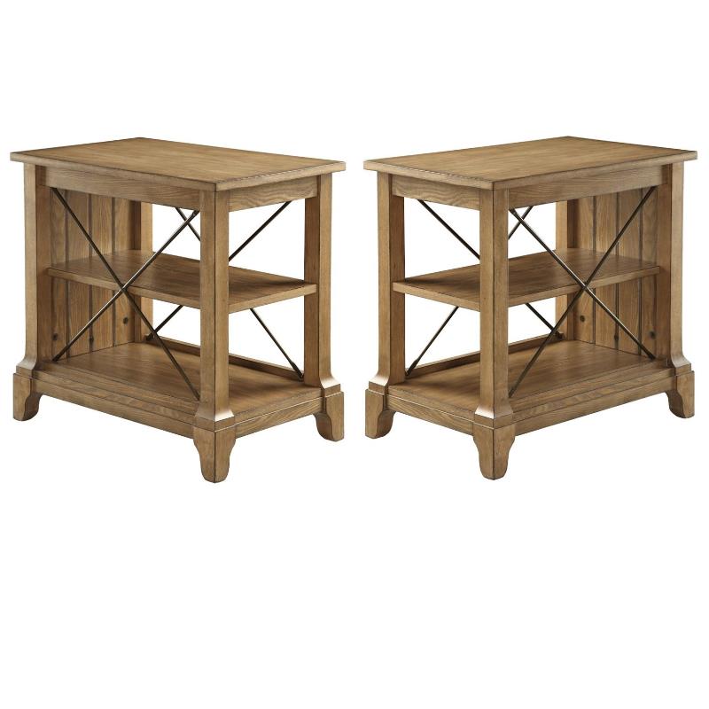 Home Square 2-Piece Furniture Wood Veneer End Table Set in Oak