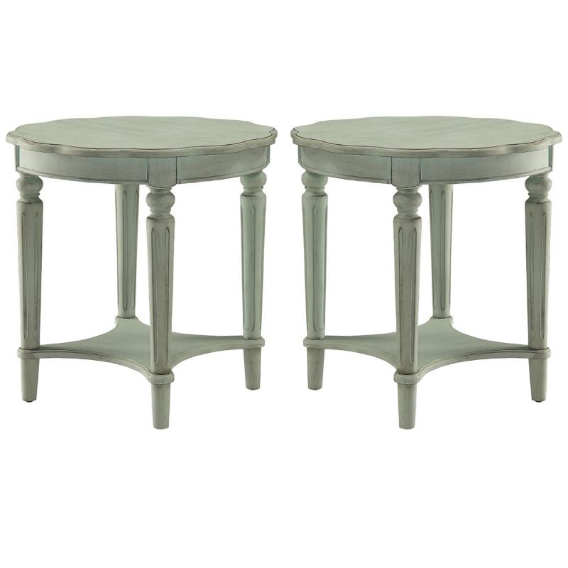 Home Square 2-Piece Furniture End Table Set in Antique Green