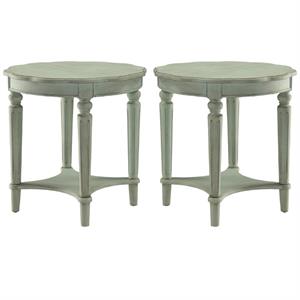 Home Square 2-Piece Furniture End Table Set in Antique Green