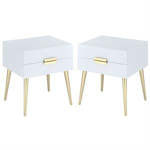 Home Square 2-Piece Furniture End Table Set in White and Gold