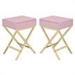Home Square 2-Piece Furniture Rectangular Side Table Set in Pink & Gold