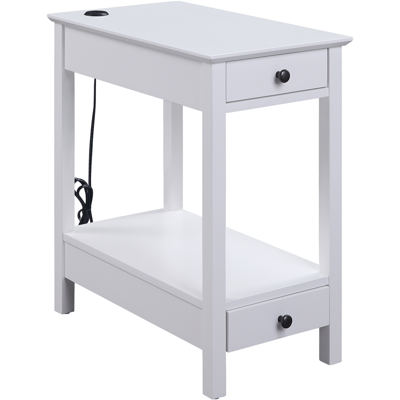 Home Square 2-Piece Furniture Rectangular Side Table Set in White