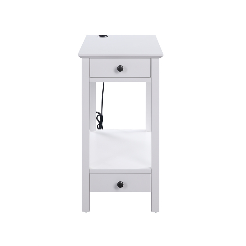 Home Square 2-Piece Furniture Rectangular Side Table Set in White