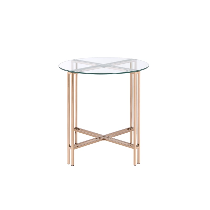 Home Square 2-Piece Furniture End Table Set in Gold and Champagne Finish