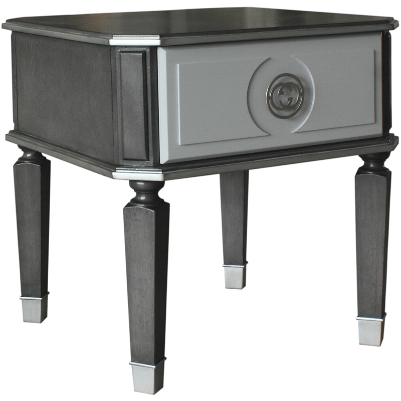 Home Square 2-Piece Furniture End Table Set in Charcoal & Pearl White Finish