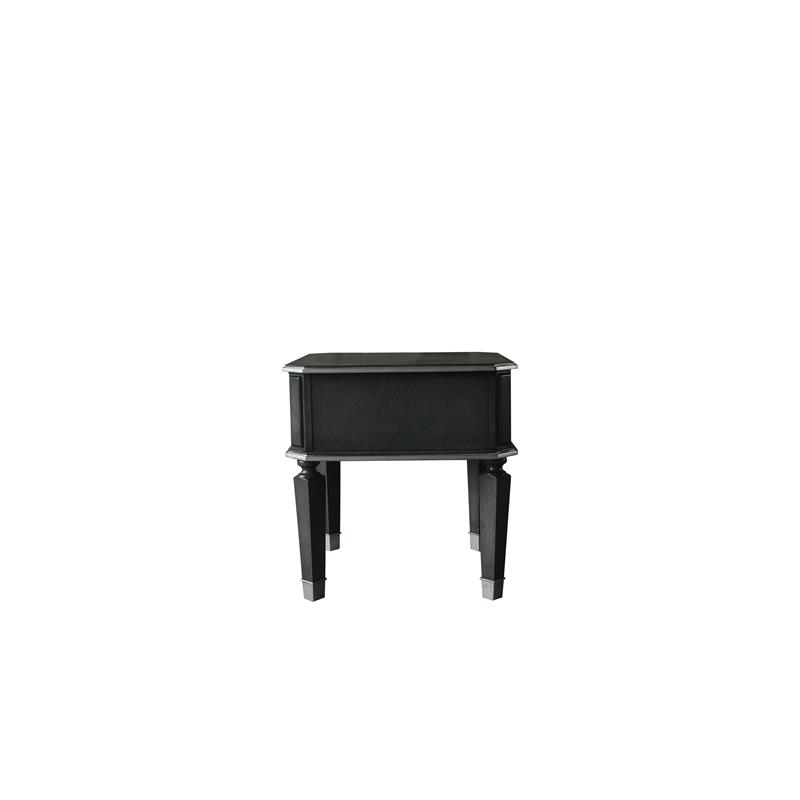Home Square 2-Piece Furniture End Table Set in Charcoal & Pearl White Finish