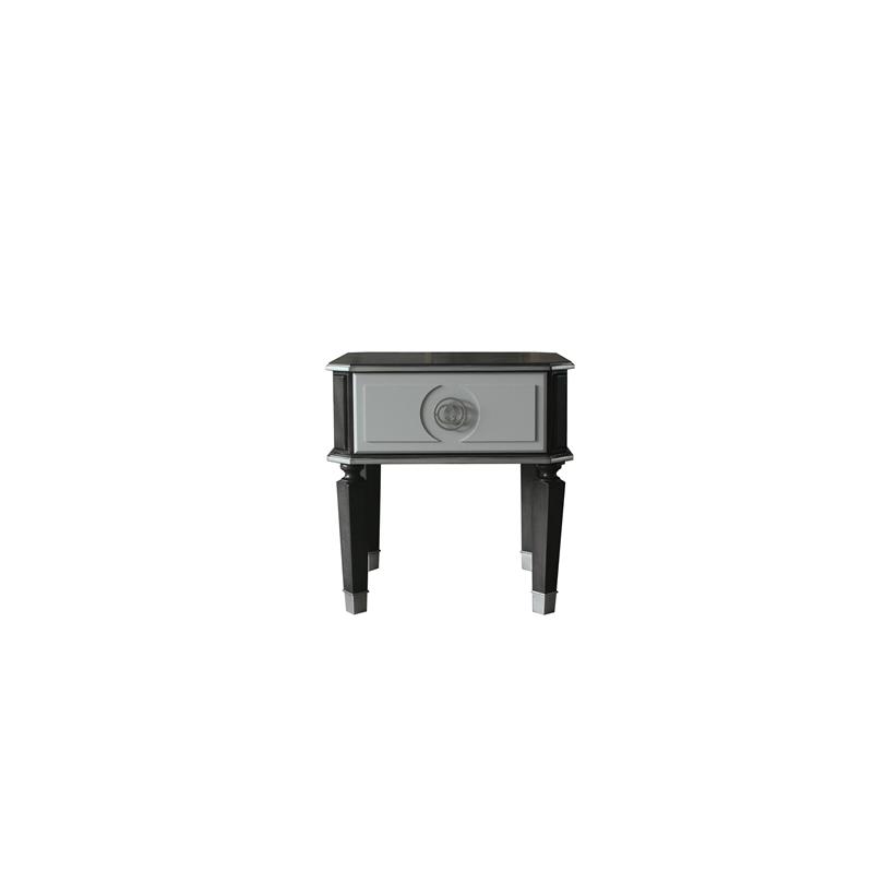 Home Square 2-Piece Furniture End Table Set in Charcoal & Pearl White Finish