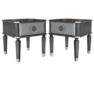 home square 2-piece furniture end table set in charcoal & pearl white finish