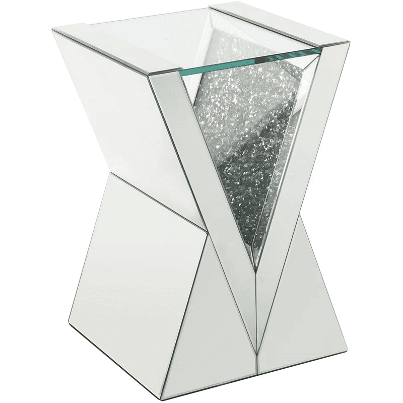 Home Square 2-Piece Furniture End Table Set in Clear Glass Mirrored