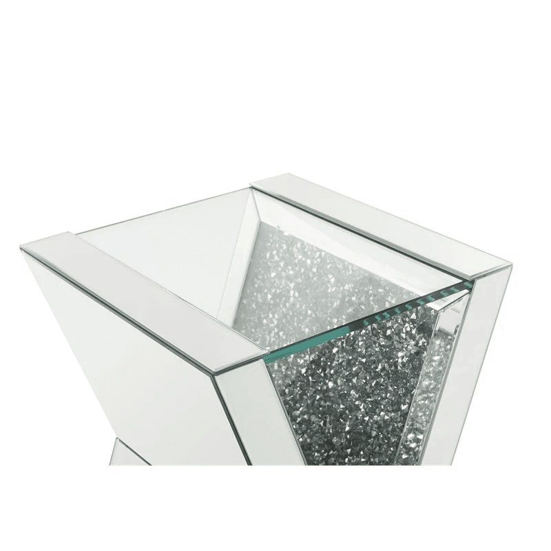 Home Square 2-Piece Furniture End Table Set in Clear Glass Mirrored