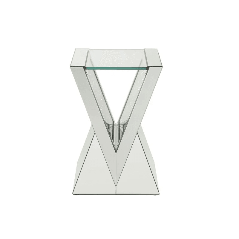 Home Square 2-Piece Furniture End Table Set in Clear Glass Mirrored