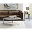 Home Square 2-Piece Furniture End Table Set in Gray Faux Marble and Champagne