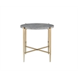 Home Square 2-Piece Furniture End Table Set in Gray Faux Marble and Champagne