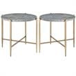 Home Square 2-Piece Furniture End Table Set in Gray Faux Marble and Champagne