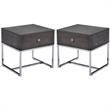 Home Square 2-Piece Furniture Round End Table Set in Gray Oak and Chrome