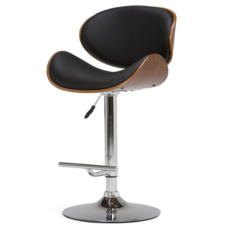 Home Square 2-Piece Faux Leather Adjustable Gas Lift Bar Stool Set in Black