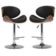 Home Square 2-Piece Faux Leather Adjustable Gas Lift Bar Stool Set in Black