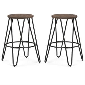 Home Square 2-Piece 24&quot Counter Stool Set in Cocoa Brown and Black