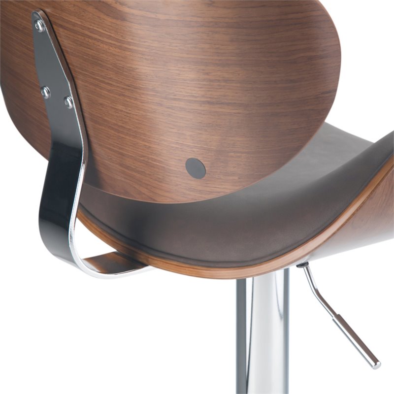 Home Square 2-Piece Faux Leather Adjustable Bar Stool Set in Brown