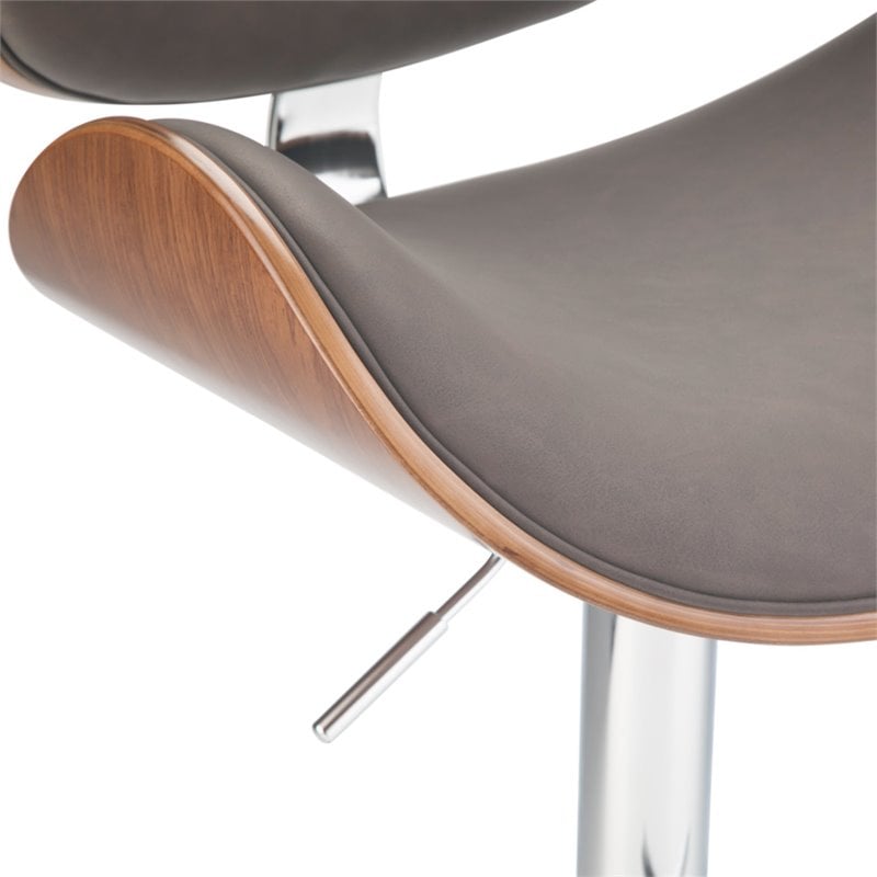 Home Square 2-Piece Faux Leather Adjustable Bar Stool Set in Brown