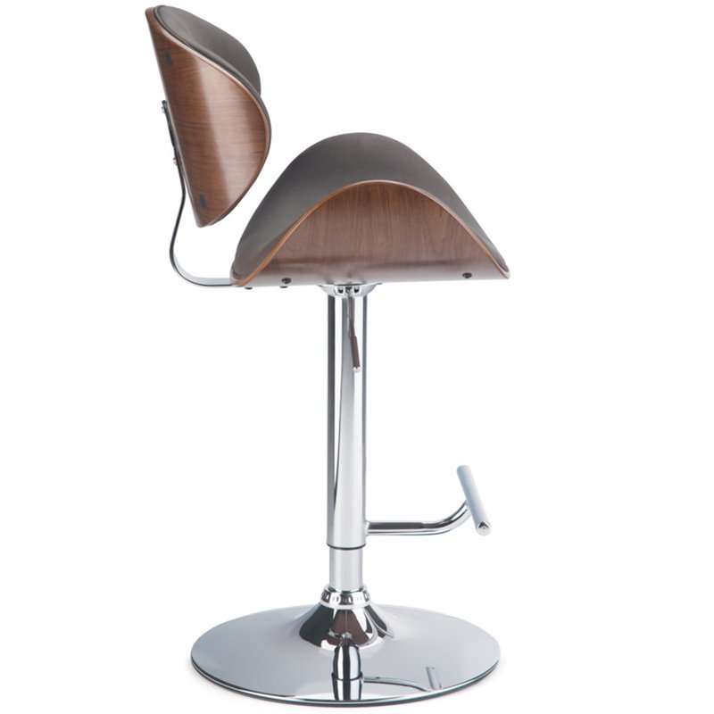 Home Square 2-Piece Faux Leather Adjustable Bar Stool Set in Brown