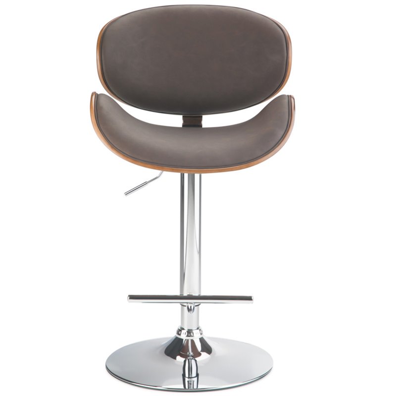 Home Square 2-Piece Faux Leather Adjustable Bar Stool Set in Brown