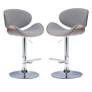 Home Square 2-Piece Adjustable Bar Stool Set in Gray and Brown