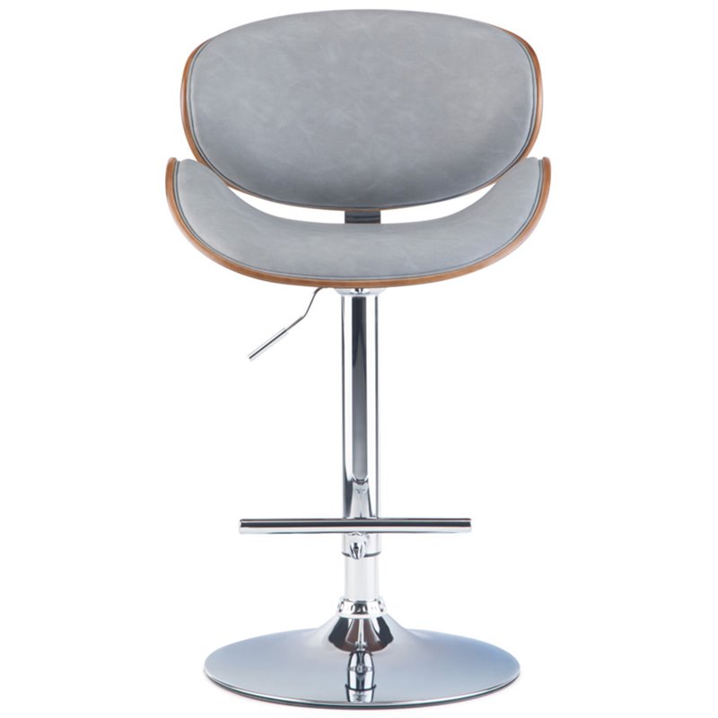Home Square 2-Piece Faux Leather Adjustable Bar Stool Set in Stone Gray