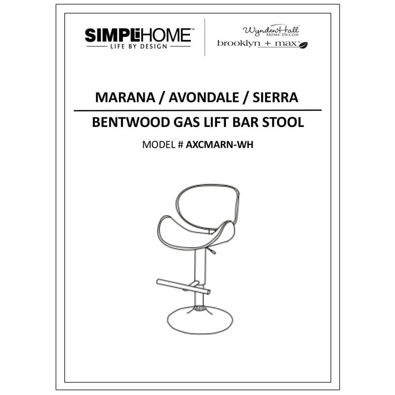 Home Square 2-Piece Bentwood Adjustable Gas-Lift Bar Stool Set in White