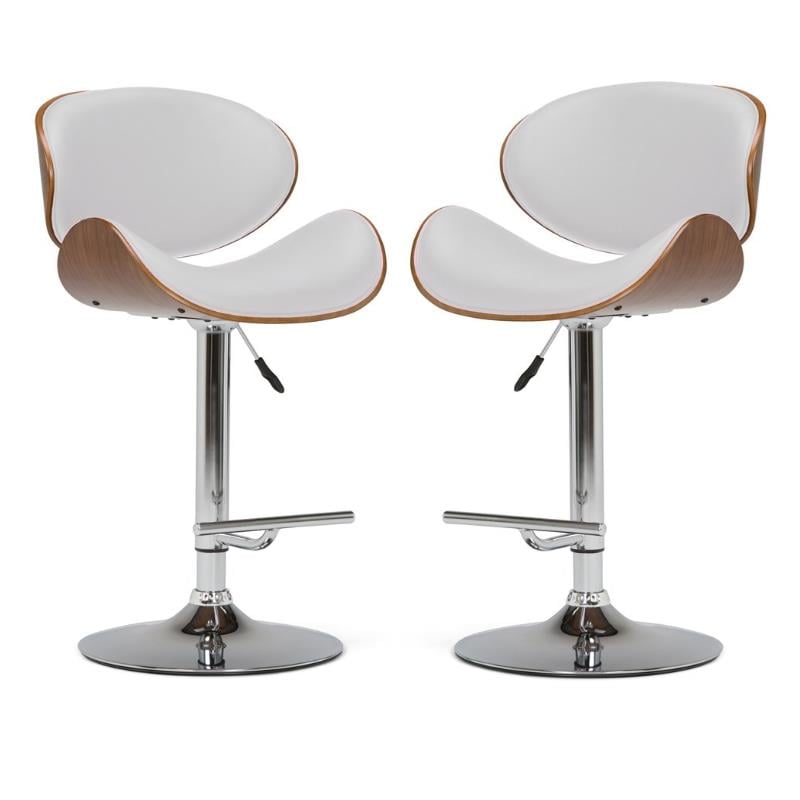 Home Square 2-Piece Bentwood Adjustable Gas-Lift Bar Stool Set in White