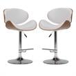 Home Square 2-Piece Bentwood Adjustable Gas-Lift Bar Stool Set in White