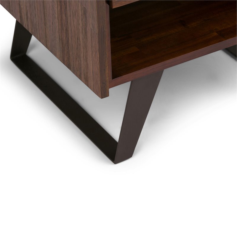 Home Square 2-Piece 1-Drawer End Table Set in Distressed Charcoal Brown