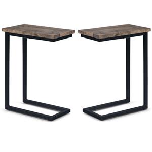 Home Square 2-Piece Metal and Wood End Table Set in Beach Brown and Black