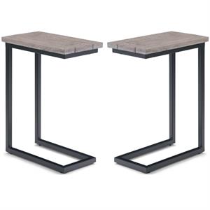Home Square 2-Piece Contemporary End Table Set in Birch and Black
