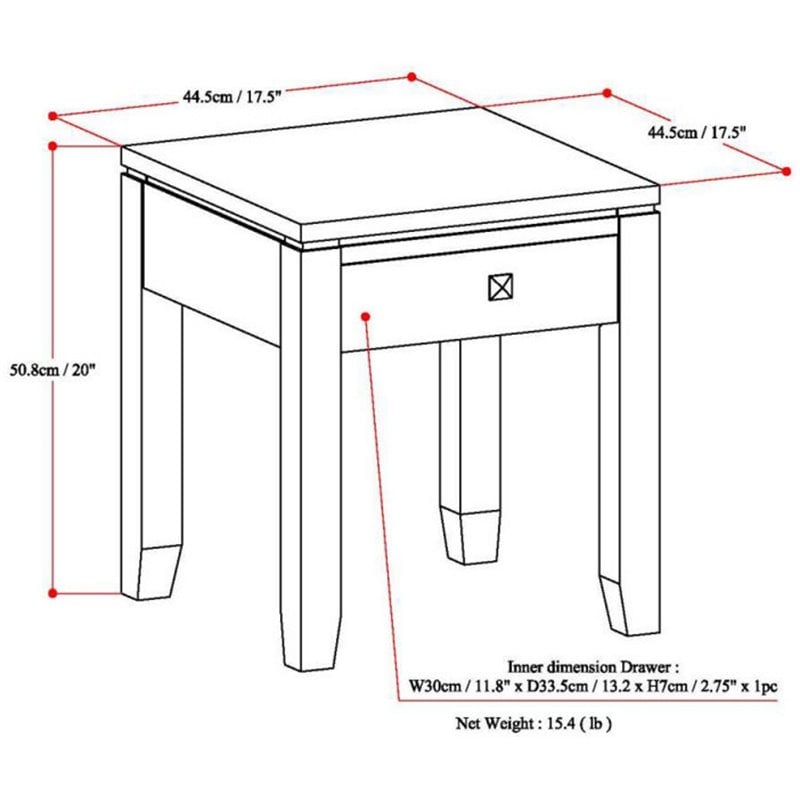 Home Square 2-Piece End Table with Storage Drawer Set in Mahogany Brown