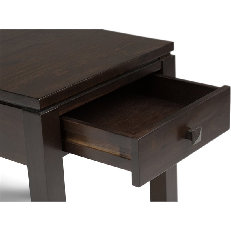 Home Square 2-Piece End Table with Storage Drawer Set in Mahogany Brown