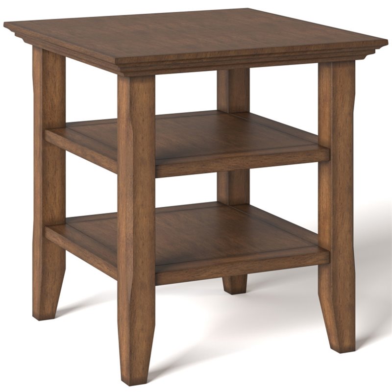 Home Square 2-Piece Square Transitional End Table Set in Rustic Natural Brown