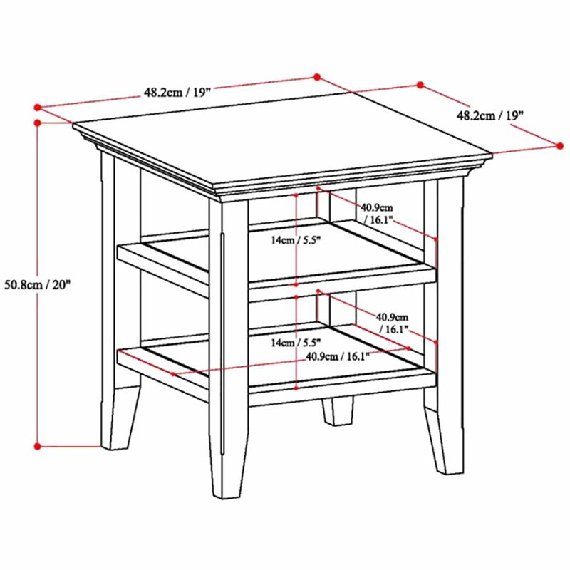 Home Square 2-Piece Square Transitional End Table Set in Rustic Natural Brown