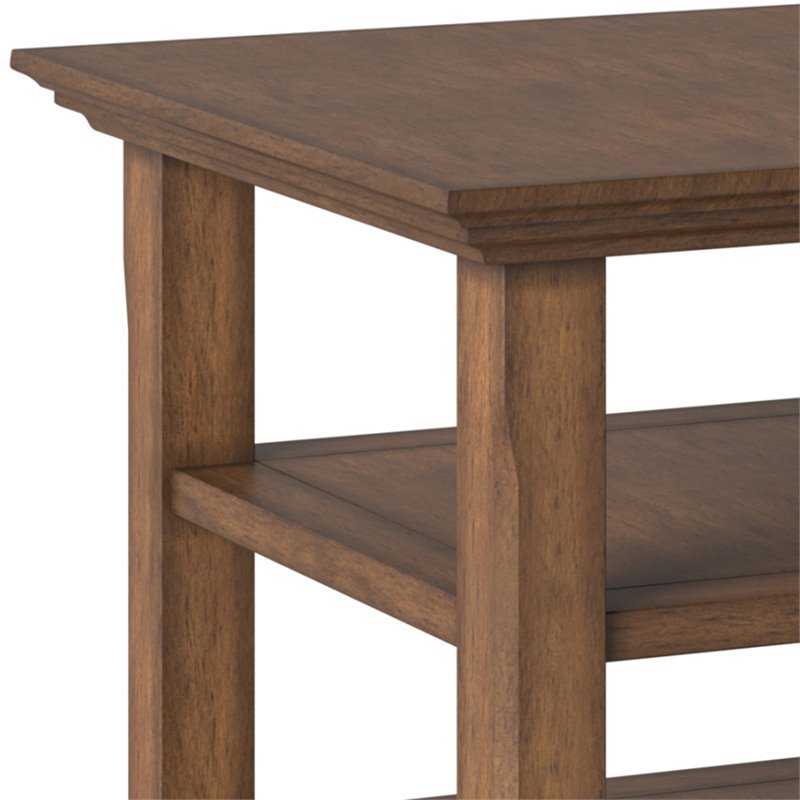 Home Square 2-Piece Square Transitional End Table Set in Rustic Natural Brown