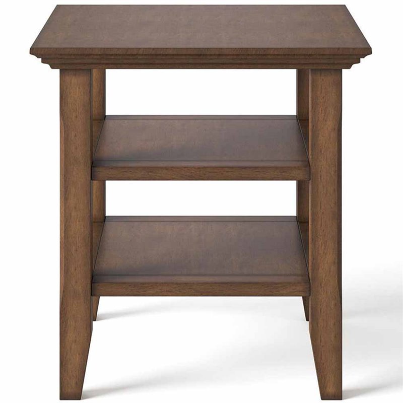 Home Square 2-Piece Square Transitional End Table Set in Rustic Natural Brown